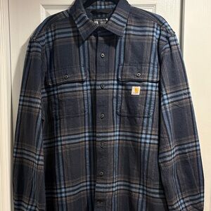 Carhartt Dark Navy & Light Blue Plaid Work Shirt